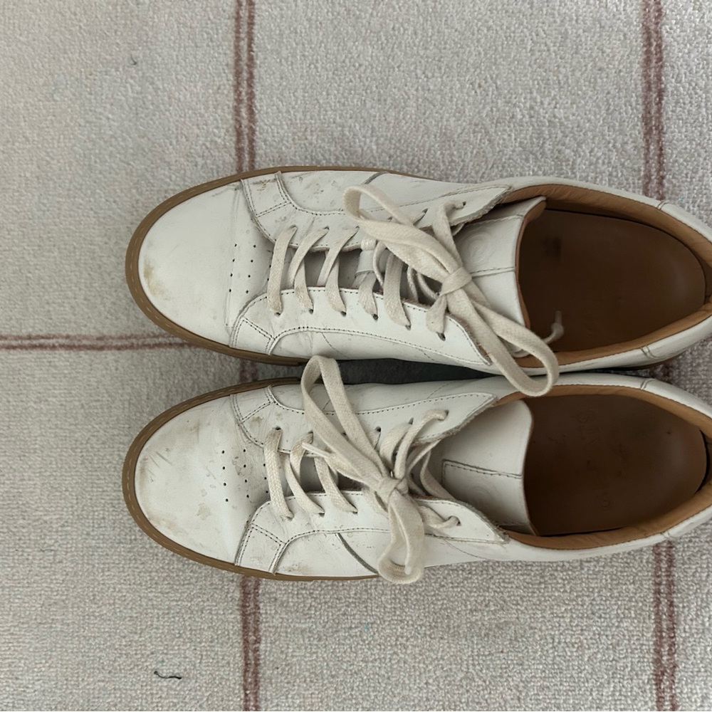Greats White and Brown Leather Sneakers